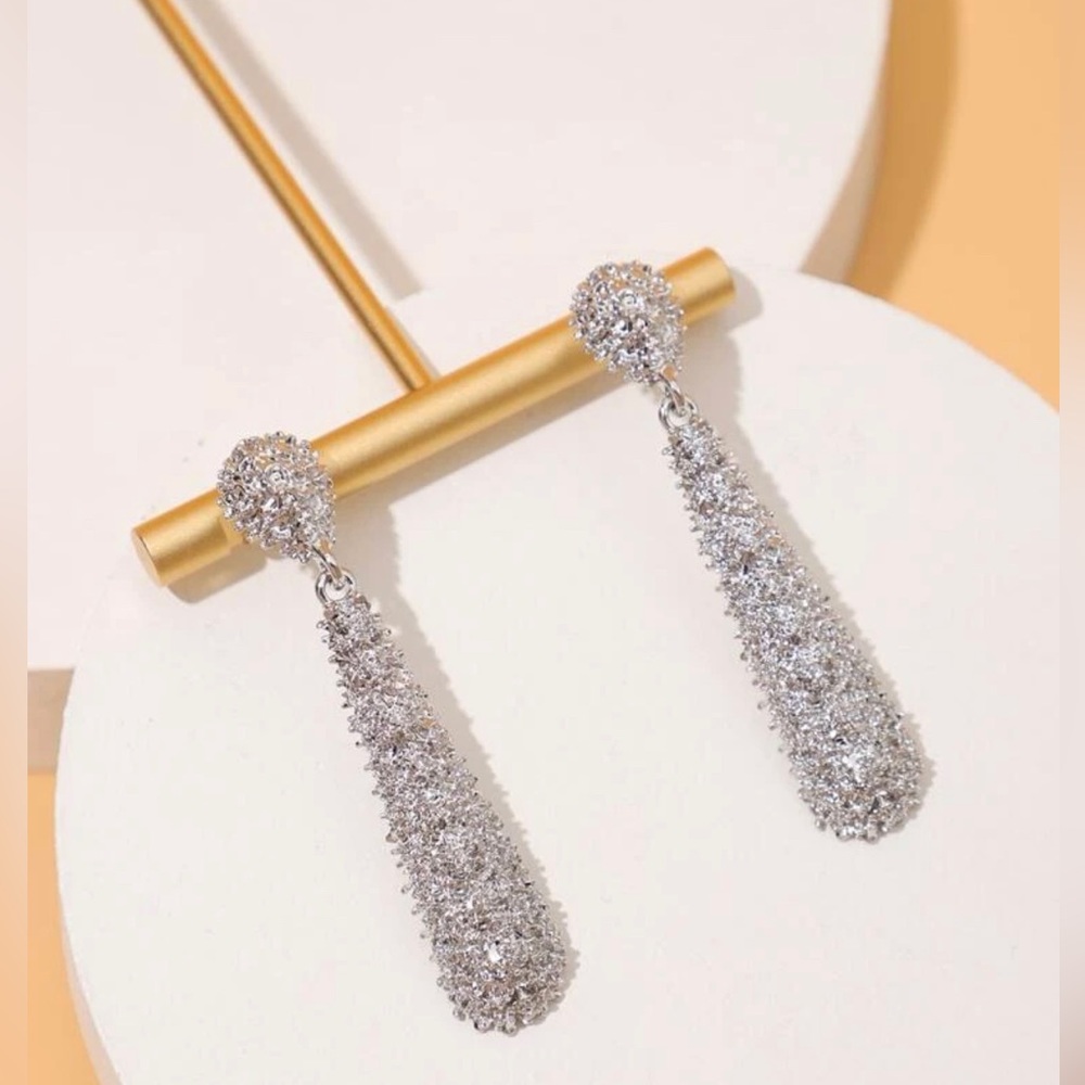 Silver Crystal Drop Earrings - Elegant Sparkle